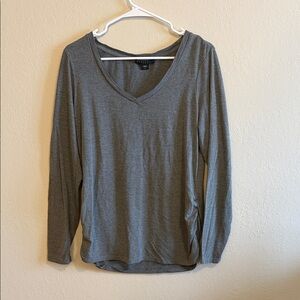 Attention Gray Long Sleeve V-Neck Top